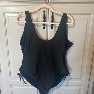 Black one piece swim suit size XL